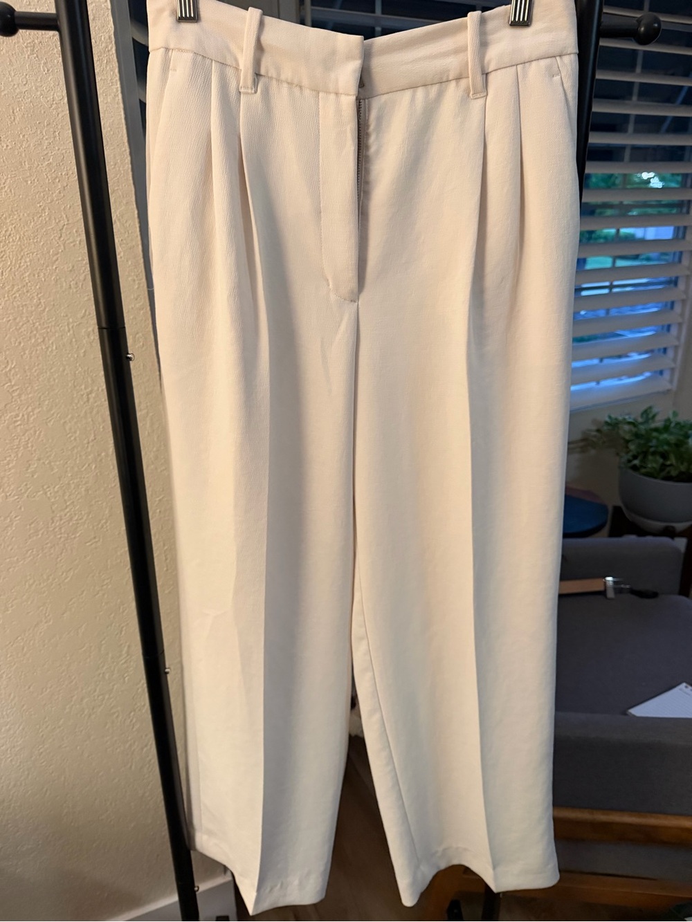 Aritzia Wilfred Wide-Leg Pleated Trousers in Light Burch Size 8